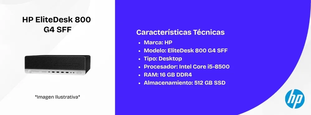 Desktop HP EliteDesk 800 G4 SFF Intel Core i5-8500 16 GB DDR4 512 GB SSD